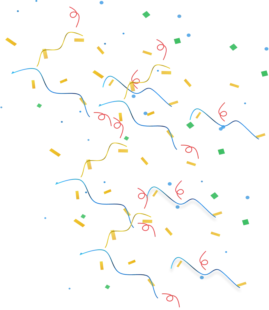 Confetti celebration animation on interactive feature