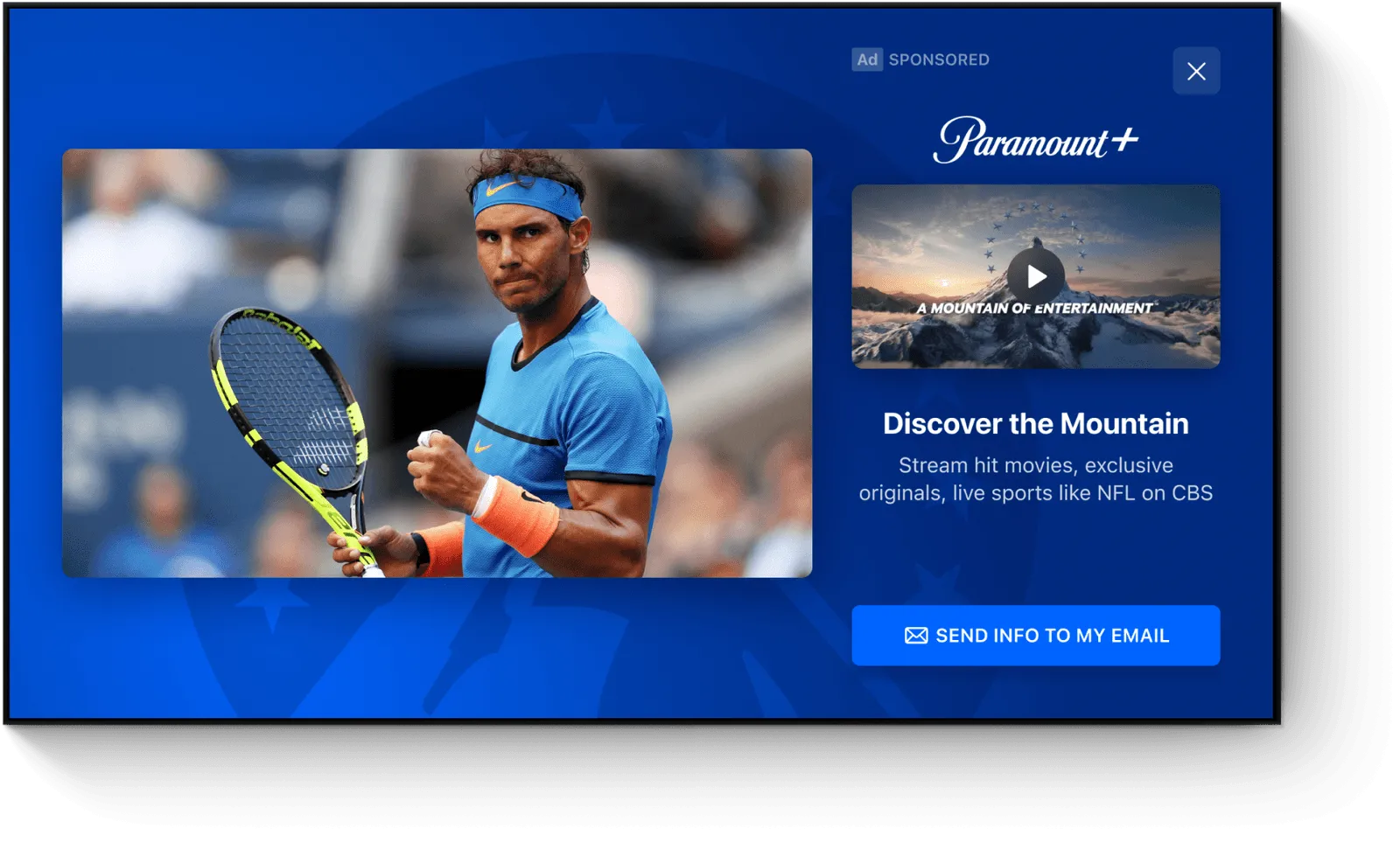 Tennis broadcast with Jannik Sinner content overlay