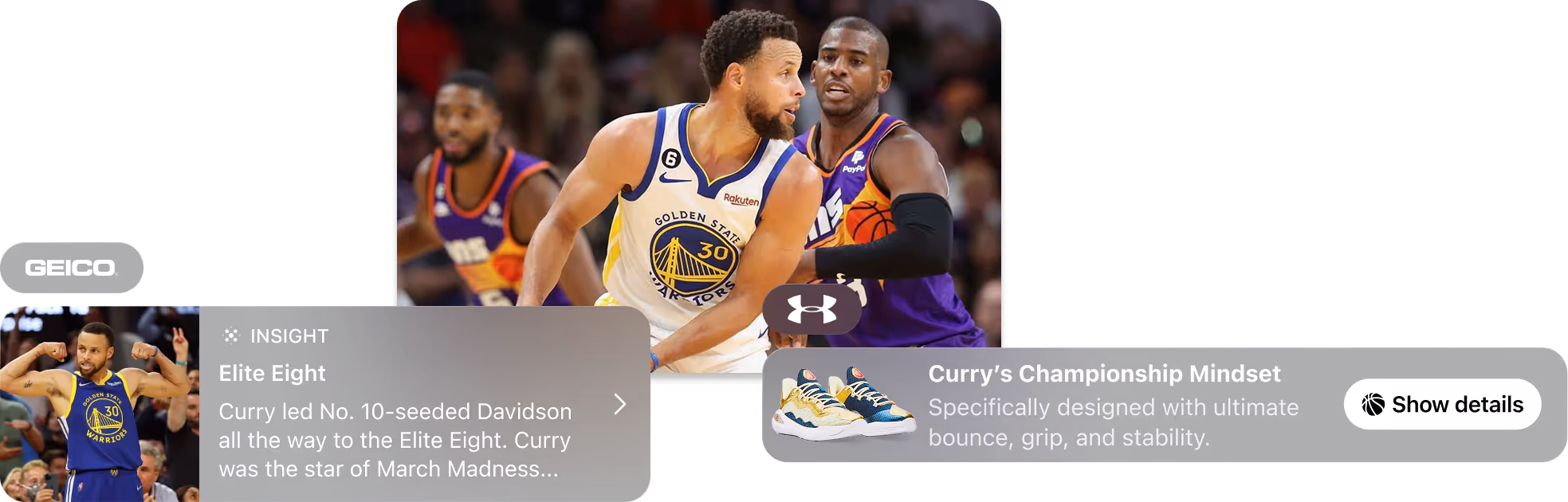 Content can be dynamically generated by AI reading video metadata so that messaging is contextual to what is happening in the video