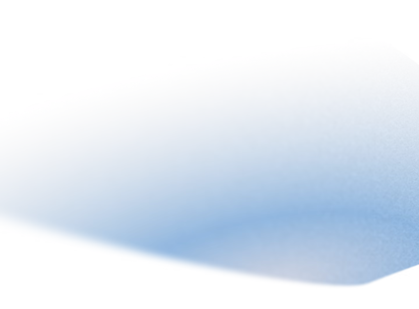 Abstract soft gradient shape with blue and white blurred colors on a transparent background.