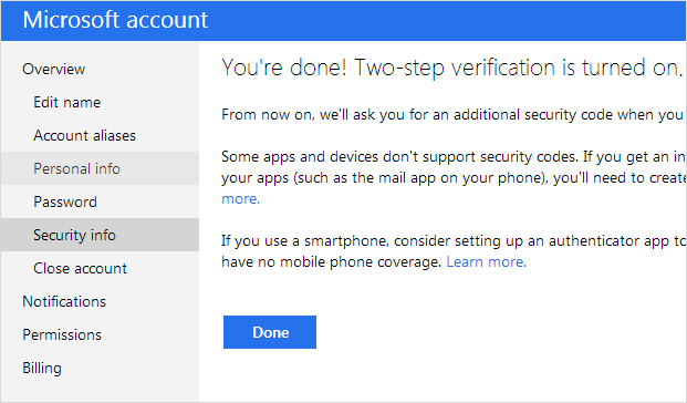 Microsoft's Two-Factor Authentication