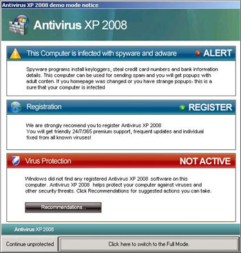 Fake Antivirus XP 2008
