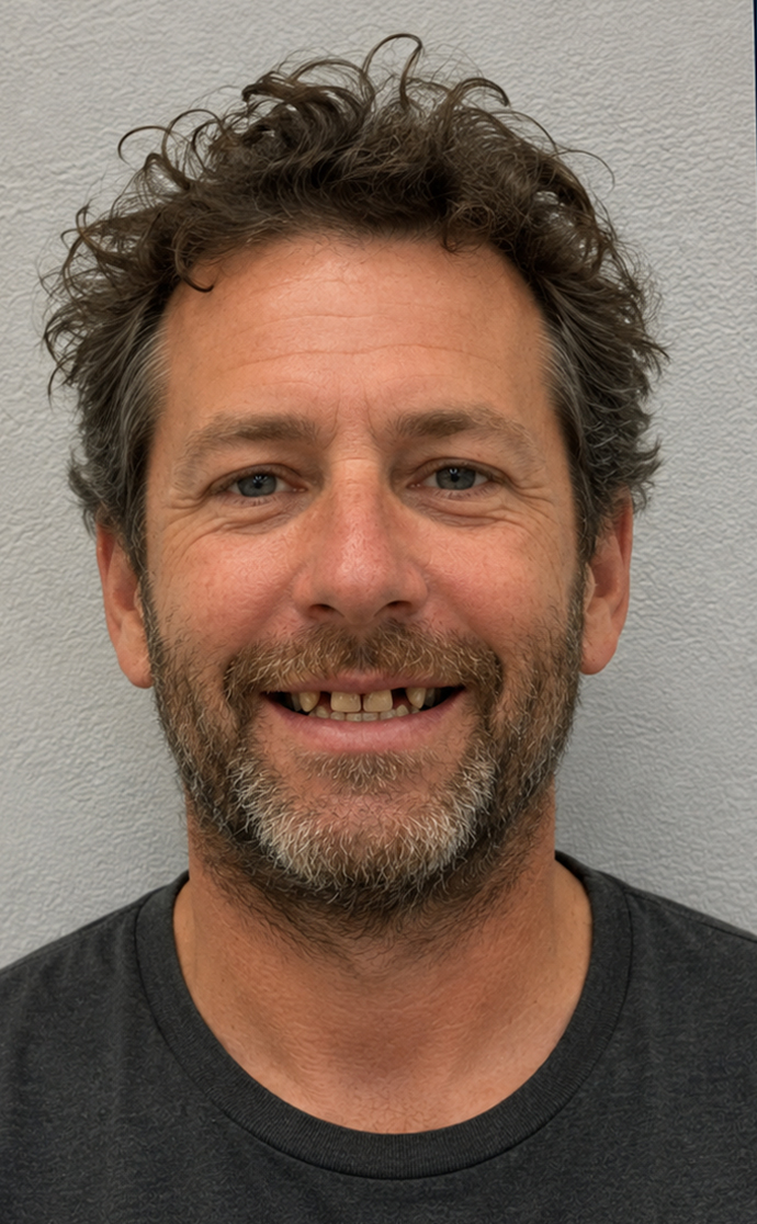 Patient before dental treatment at C. Patrick Gray, DDS. in Flint, MI, showing dental concerns affecting their smile