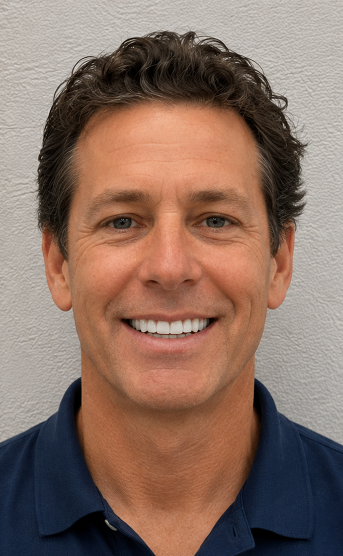Same patient after treatment at C. Patrick Gray, DDS. in Flint, MI, showing a confident, improved smile