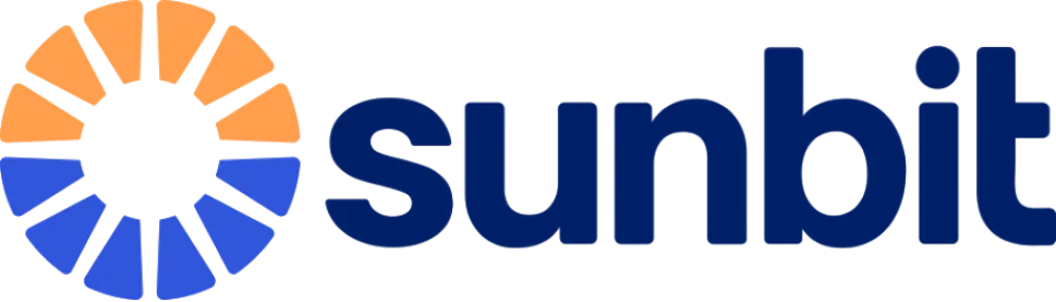 Sunbit logo with orange and blue sunburst icon