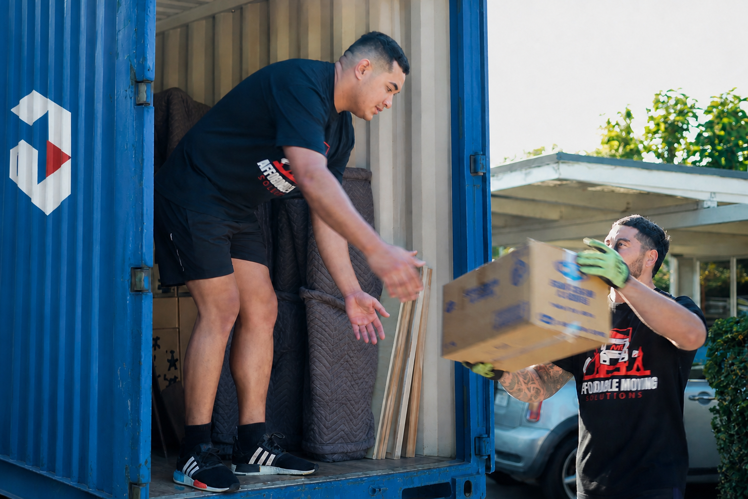 The local moving team helping with household belongings