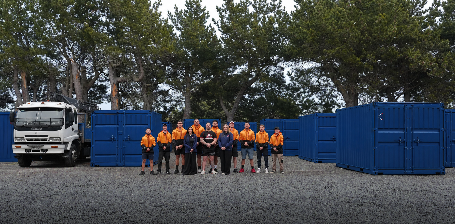 The local StorePoint team at the blue container yard