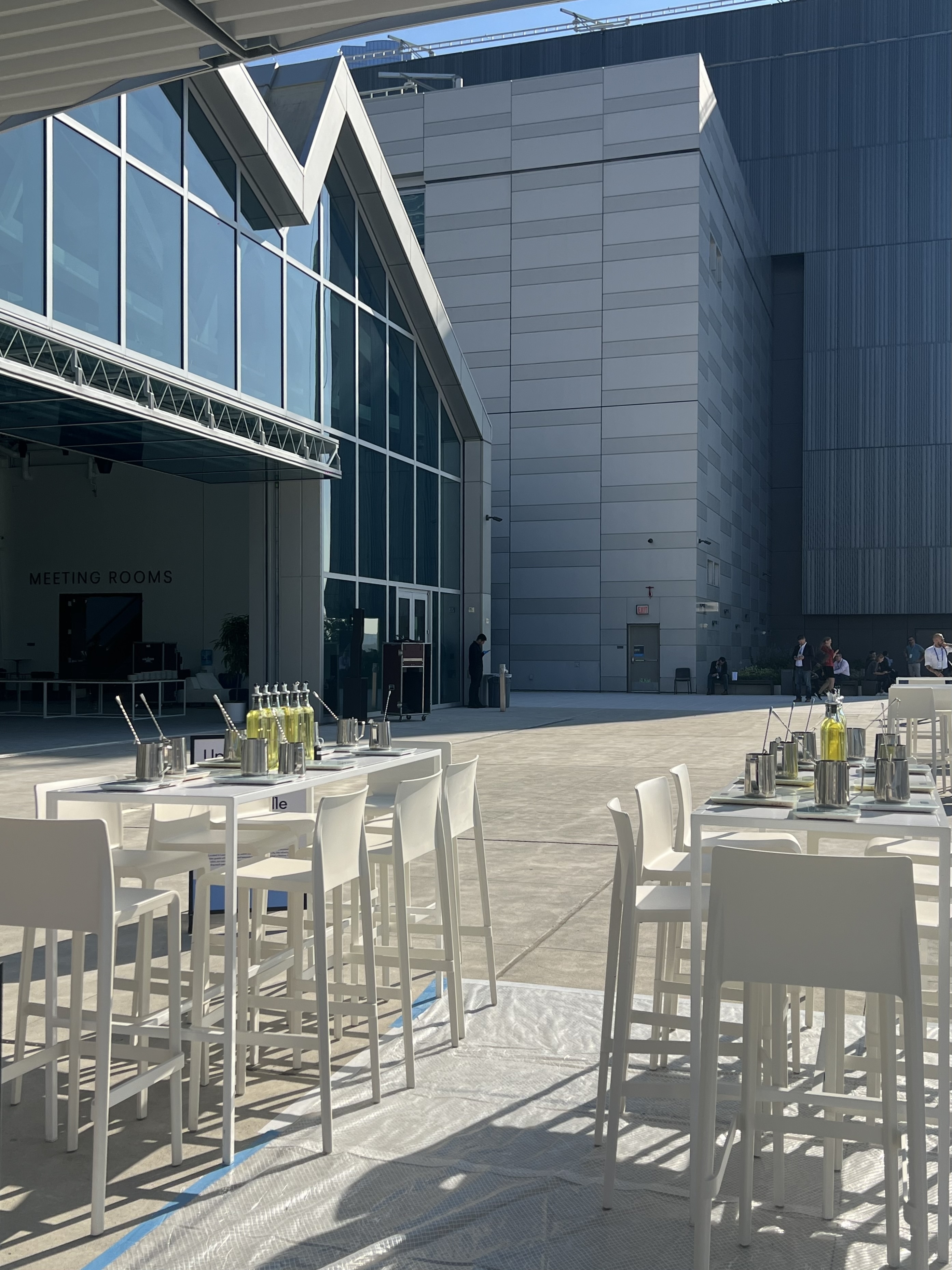 Outdoor event space at the Javits Center set up for a Wick & Pour off-site candle making activation