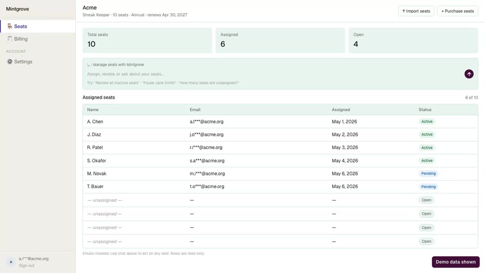 Buyer portal: checkout to seat assignment flow