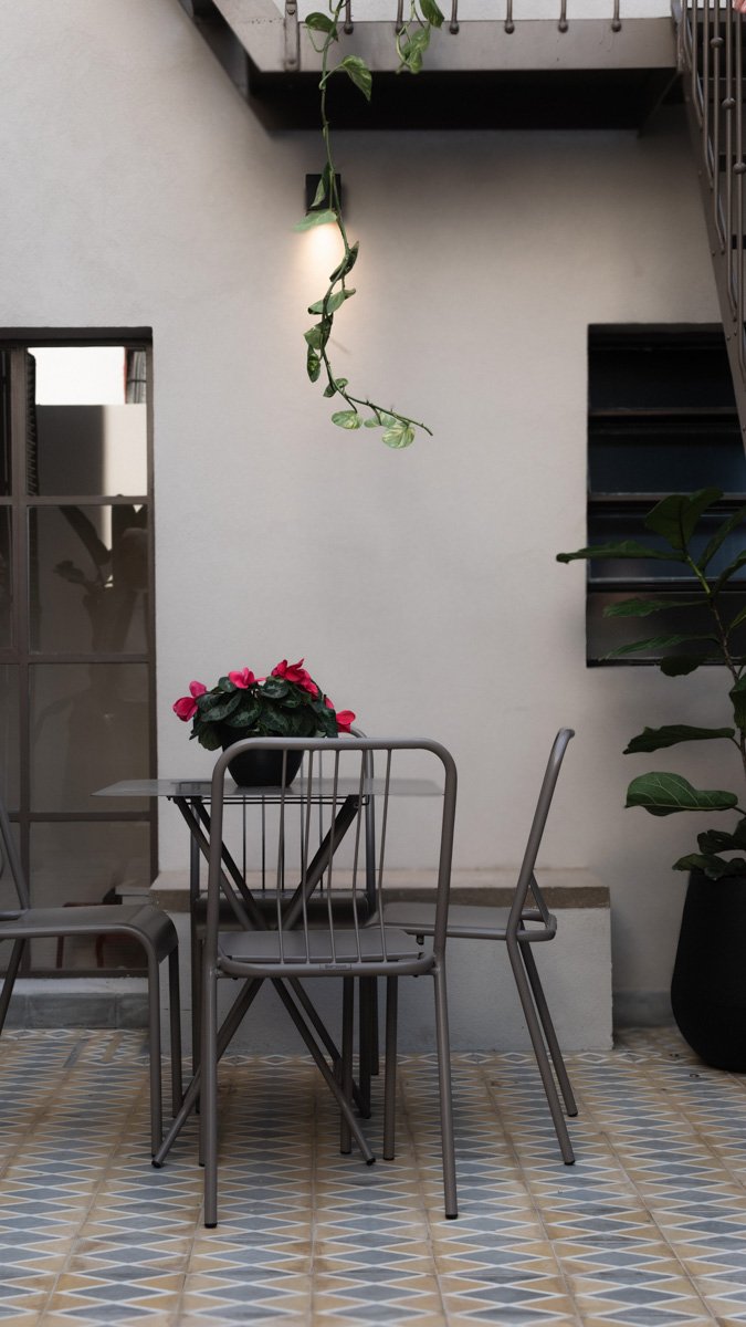 Tiled outdoor patio space in Greater Victoria
