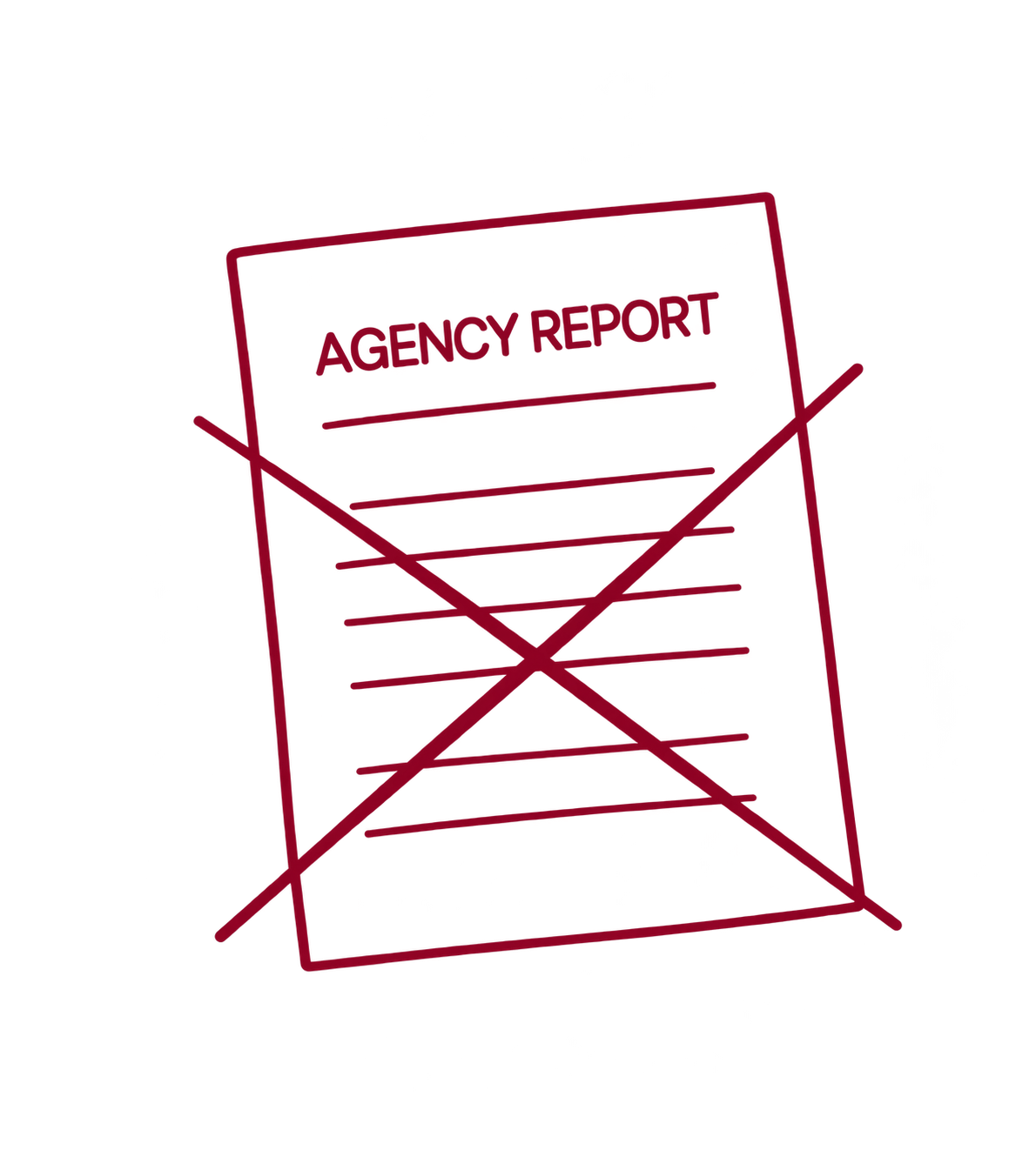 An agency report crossed out