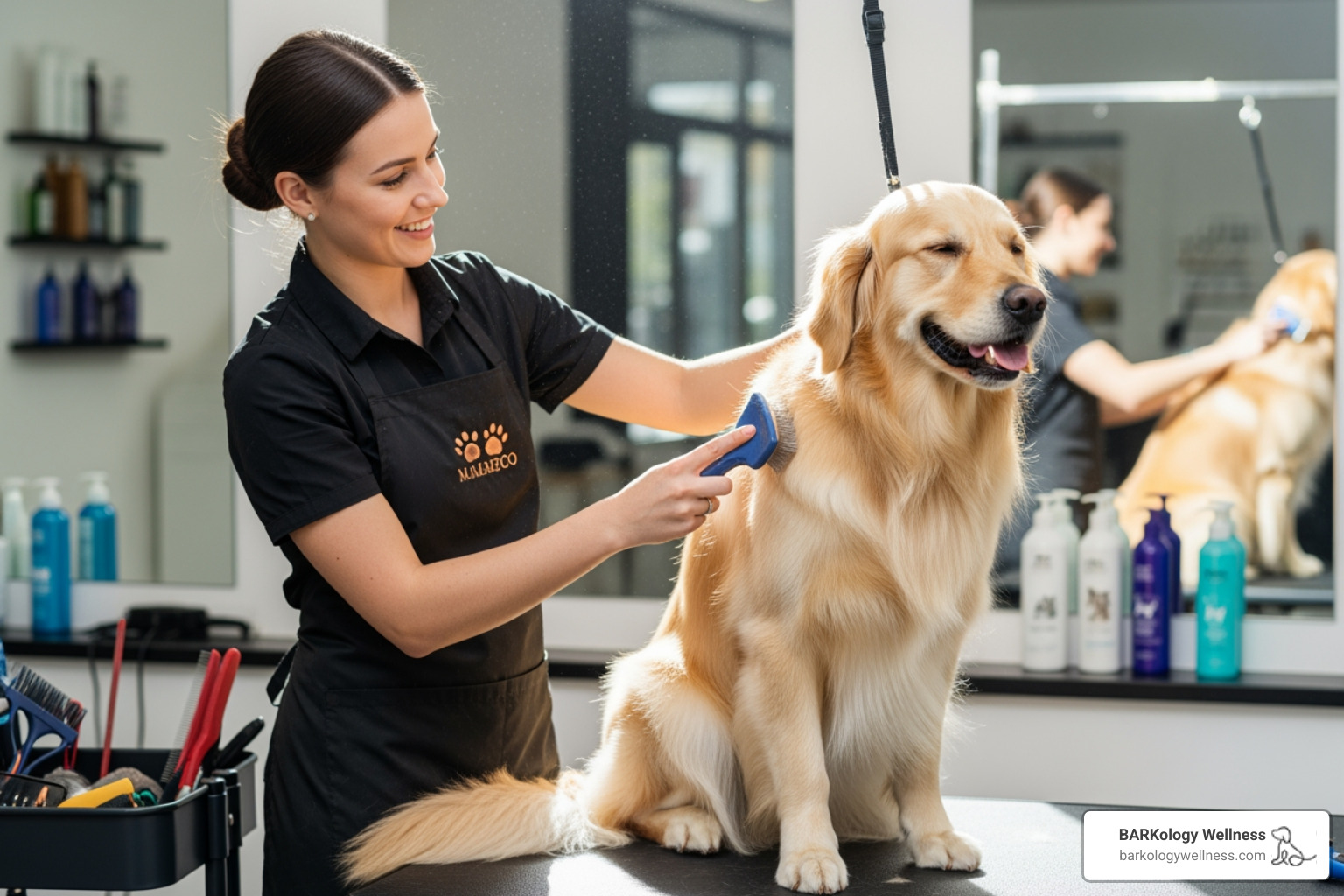 dog being gently groomed - dog grooming for difficult dogs dog being gently groomed - dog grooming for difficult dogs