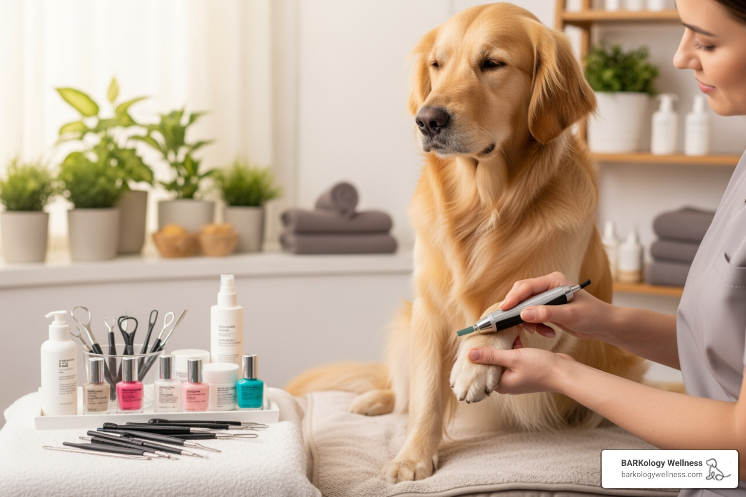 dog receiving a pawdicure - dog wellness spa dog receiving a pawdicure - dog wellness spa