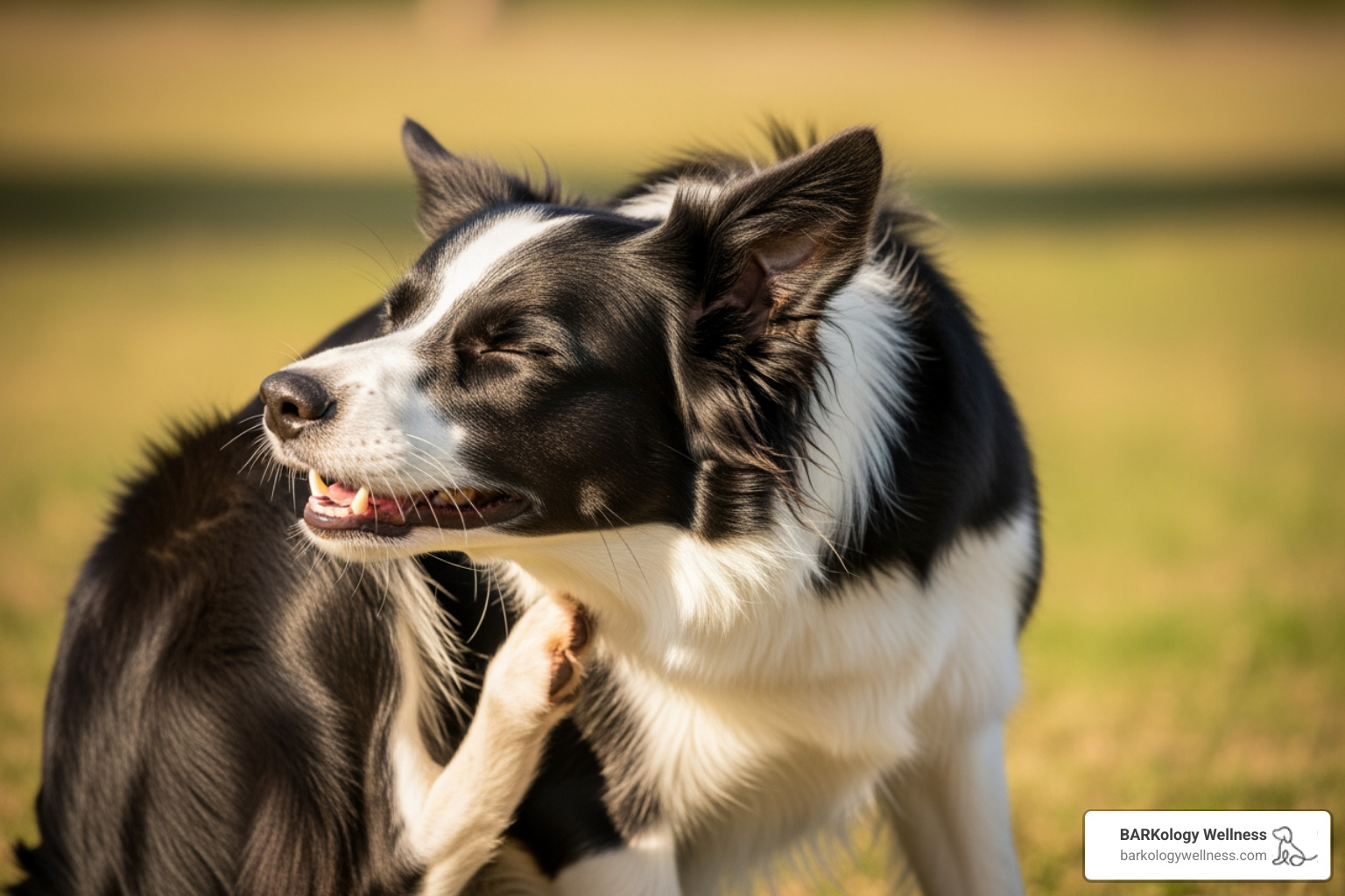 A dog scratching vigorously, indicating itchiness - dog skin treatments A dog scratching vigorously, indicating itchiness - dog skin treatments