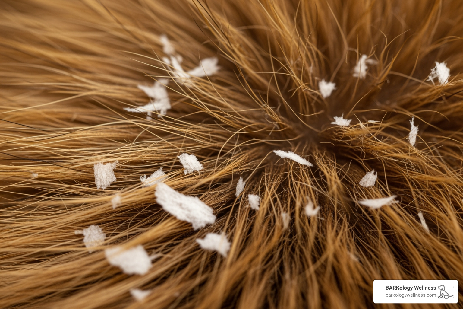 close-up of a dog's coat showing dandruff flakes - Dry skin dog close-up of a dog's coat showing dandruff flakes - Dry skin dog