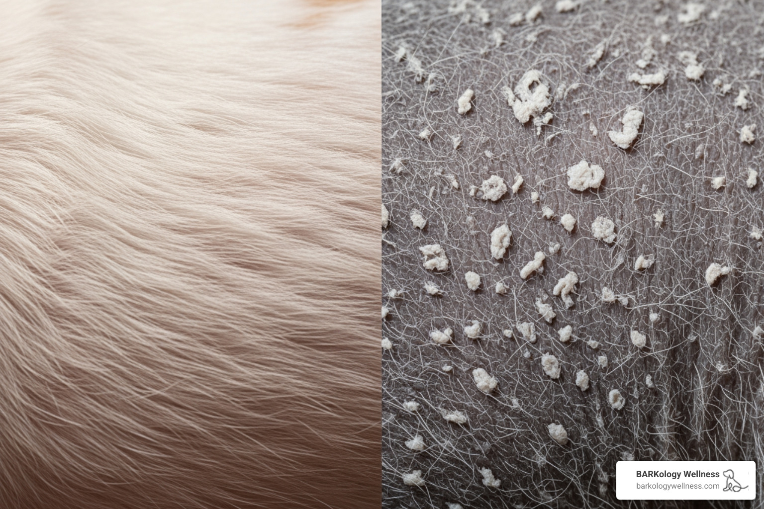 image illustrating the difference between healthy skin and skin affected by a condition like hypothyroidism - Dry skin dog image illustrating the difference between healthy skin and skin affected by a condition like hypothyroidism - Dry skin dog