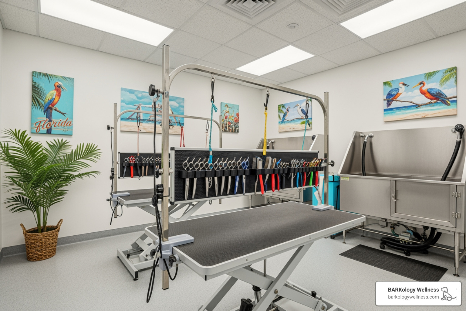 A safe, clean, and modern grooming station in South Tampa - dog groomer nearby