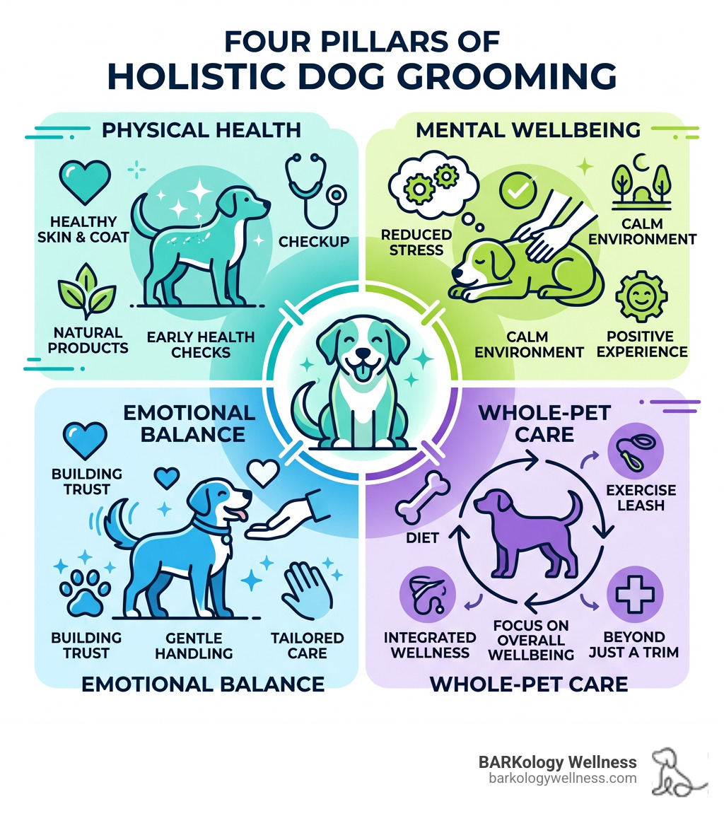Four pillars of holistic dog grooming: physical health, mental wellbeing, emotional balance, whole-pet care - holistic dog Four pillars of holistic dog grooming: physical health, mental wellbeing, emotional balance, whole-pet care - holistic dog