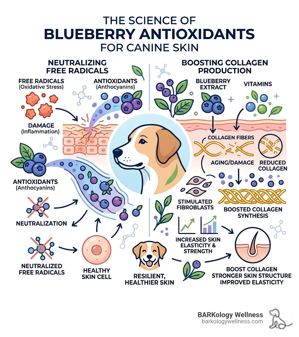 Visualizing the science of blueberry antioxidants for canine skin: neutralizing free radicals and boosting collagen Visualizing the science of blueberry antioxidants for canine skin: neutralizing free radicals and boosting collagen