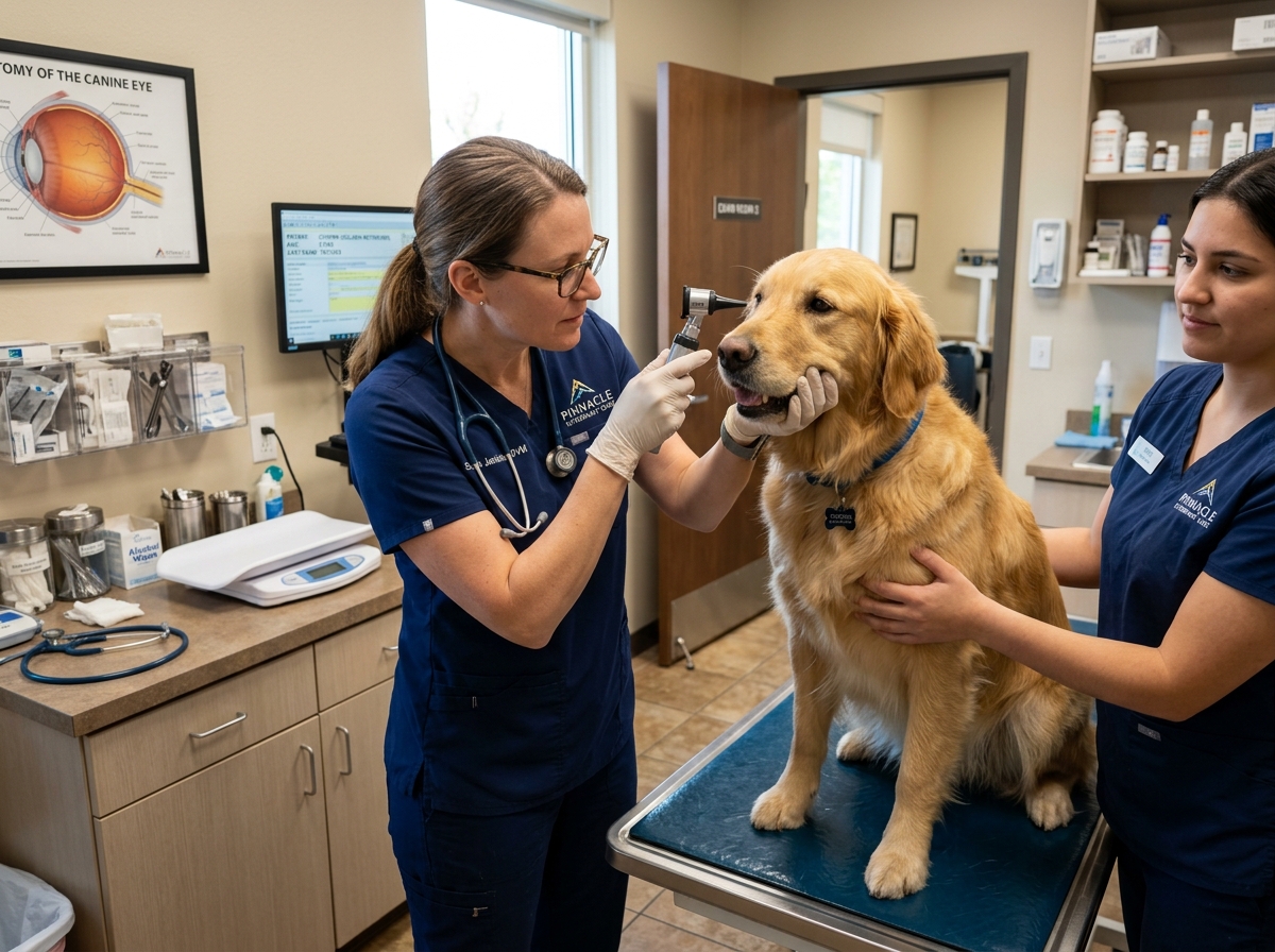 Veterinary professional performing a physical exam on a dog - dog wellness South Tampa Veterinary professional performing a physical exam on a dog - dog wellness South Tampa