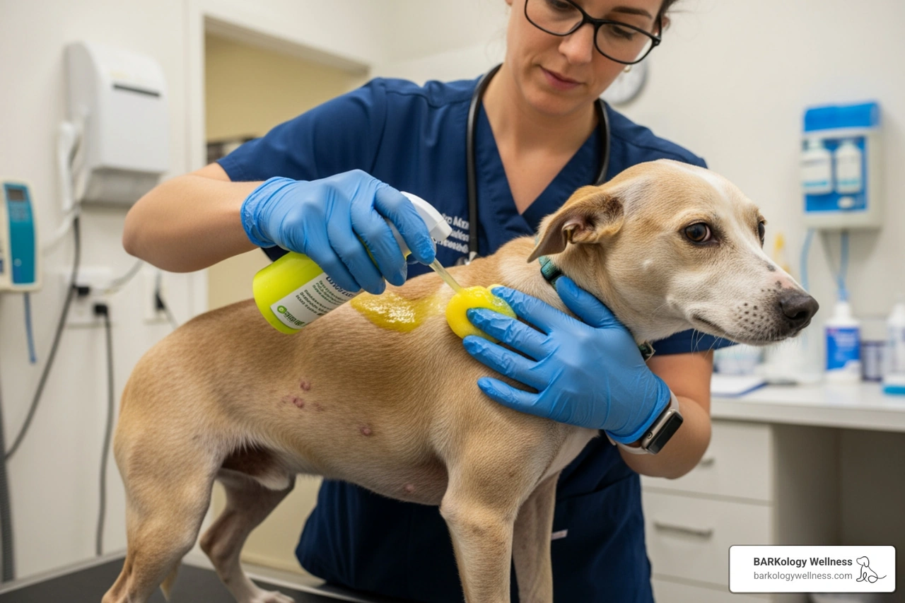 Veterinary application of a medicated dip Veterinary application of a medicated dip