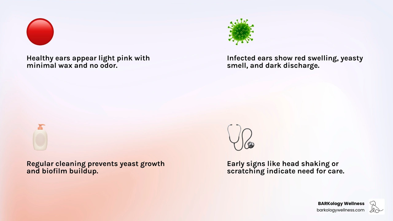 Comparison of healthy dog ear vs infected dog ear infographic