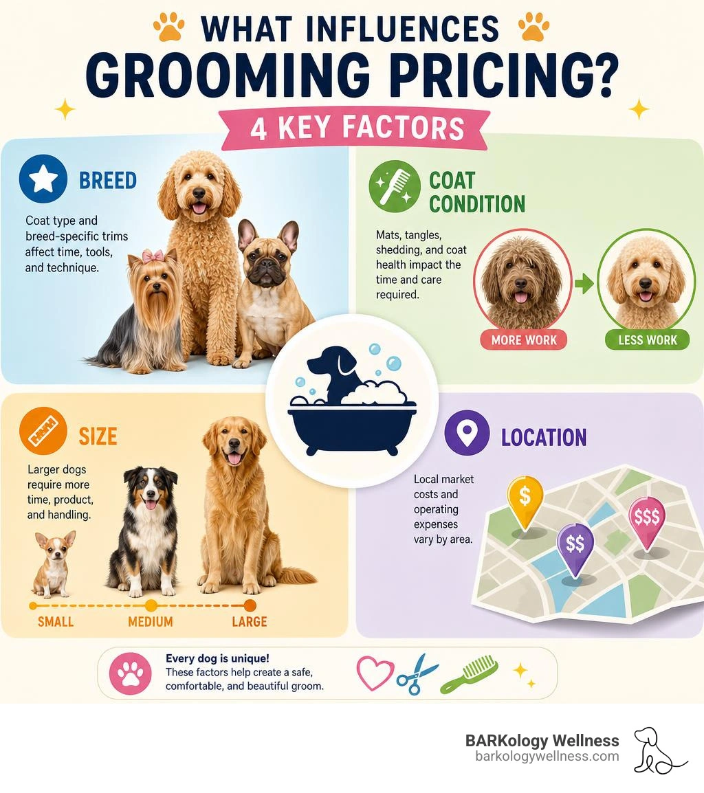 grooming price factors by breed size coat condition location infographic grooming price factors by breed size coat condition location infographic