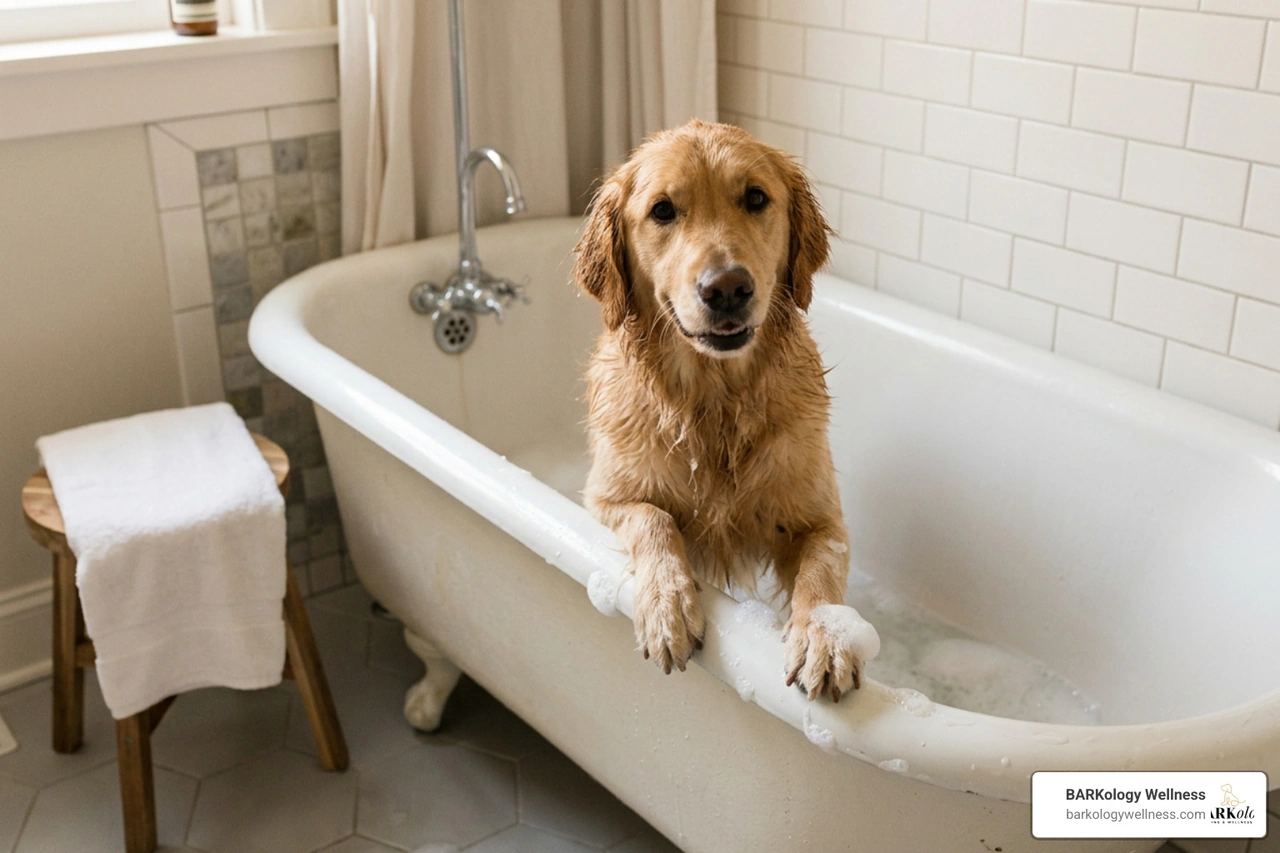 dog in a bathtub dog in a bathtub
