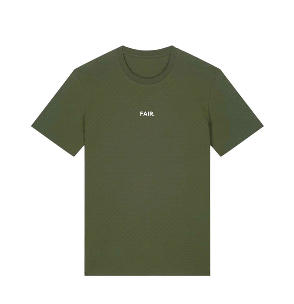 T-shirt Fair kaki vu de face, logo imprimé au centre de la poitrine