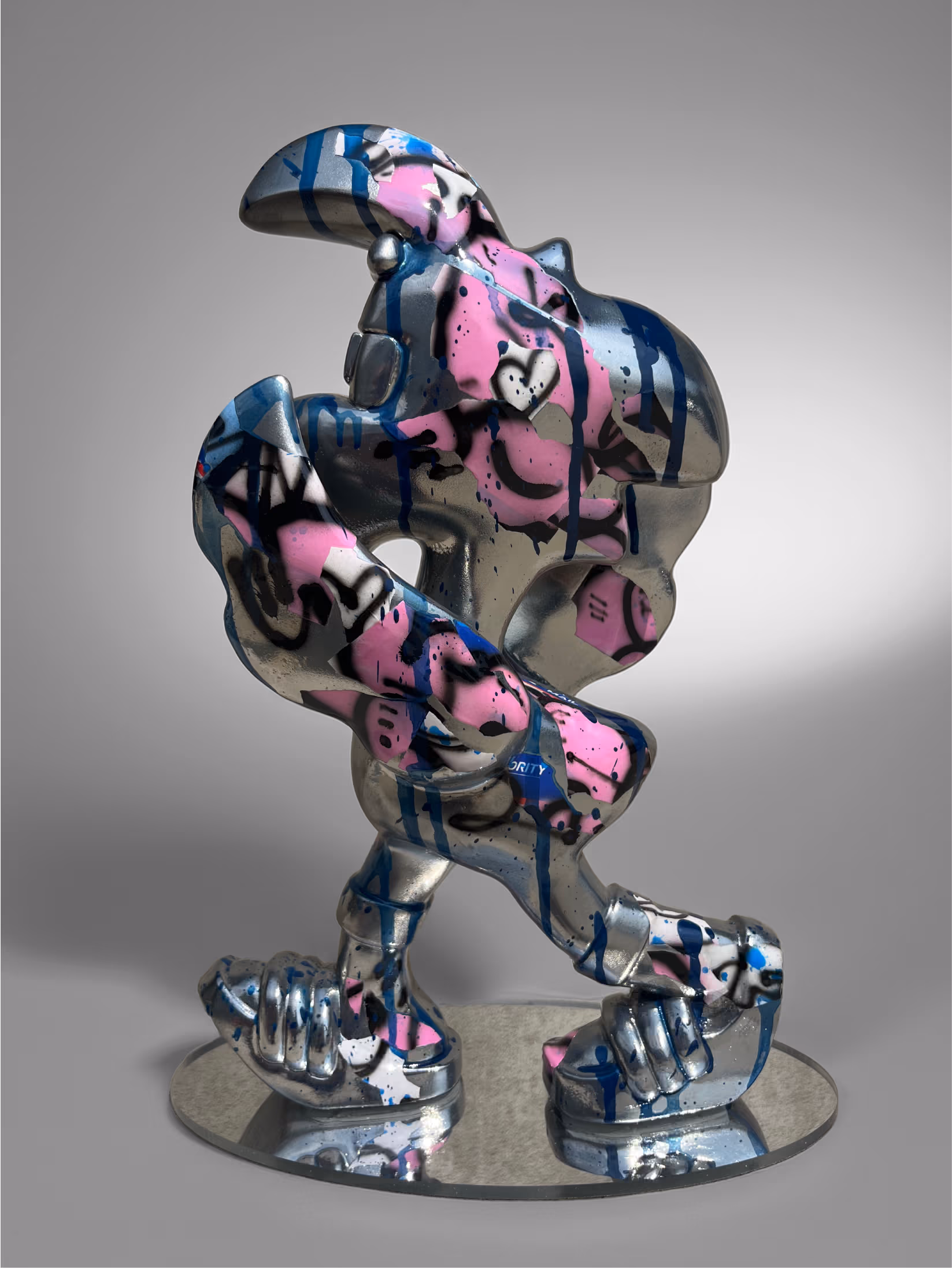 Sculpture Roger le Flamant Rose n° 5 – Chrome Custom, sculpture, 2025, vue complémentaire 3