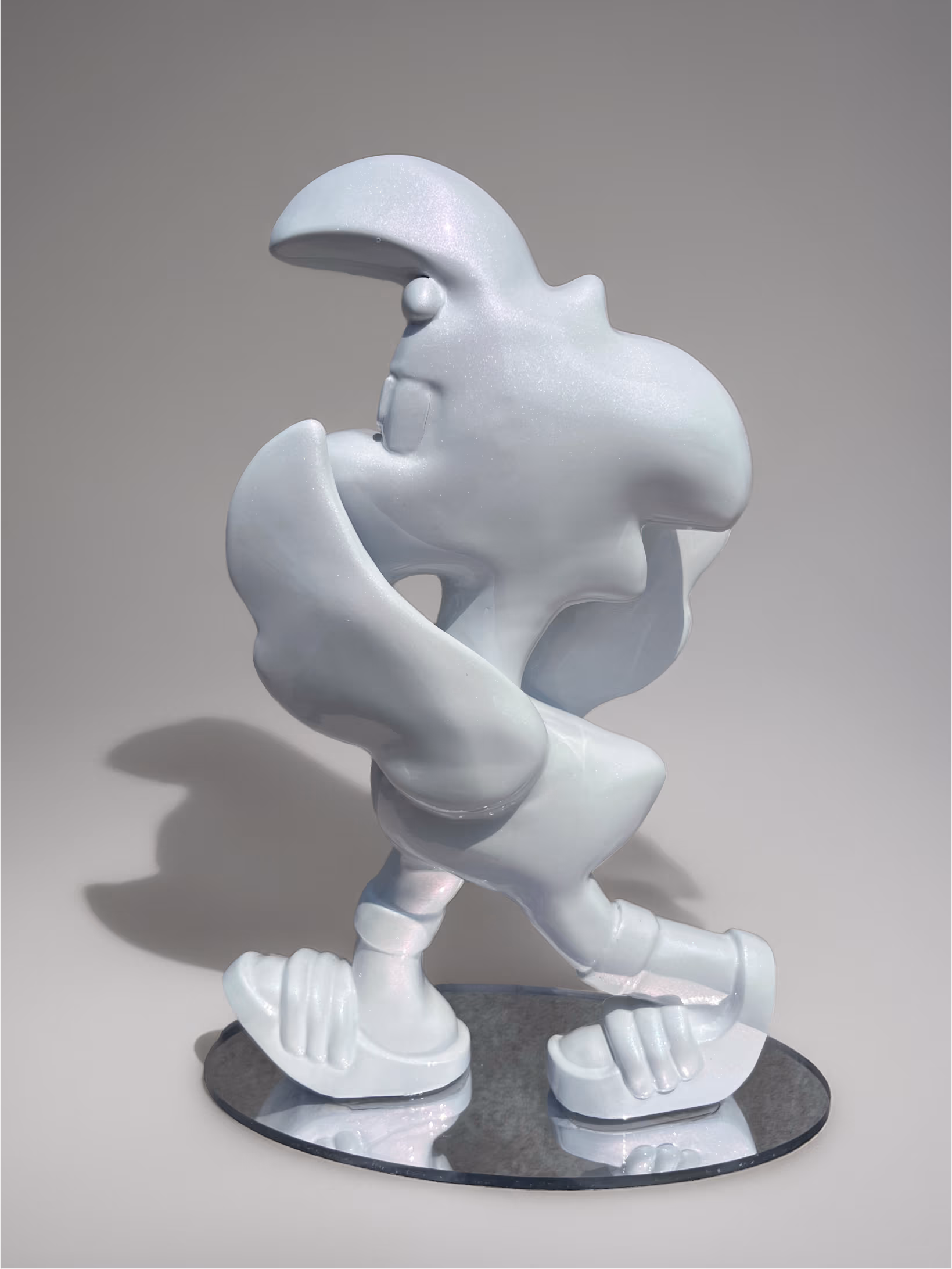 Sculpture Roger le Flamant Rose n°2 – Blanc nacré, sculpture, 2025, vue complémentaire 3