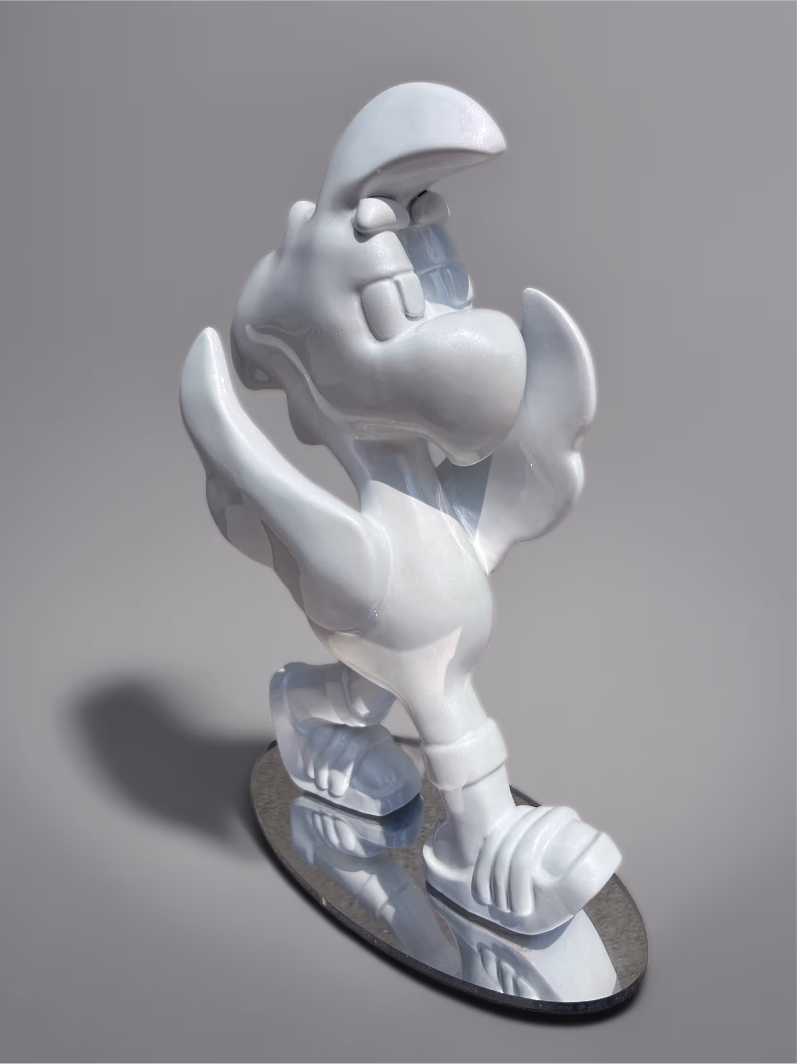 Sculpture Roger le Flamant Rose n°2 – Blanc nacré, sculpture, 2025, vue complémentaire 2