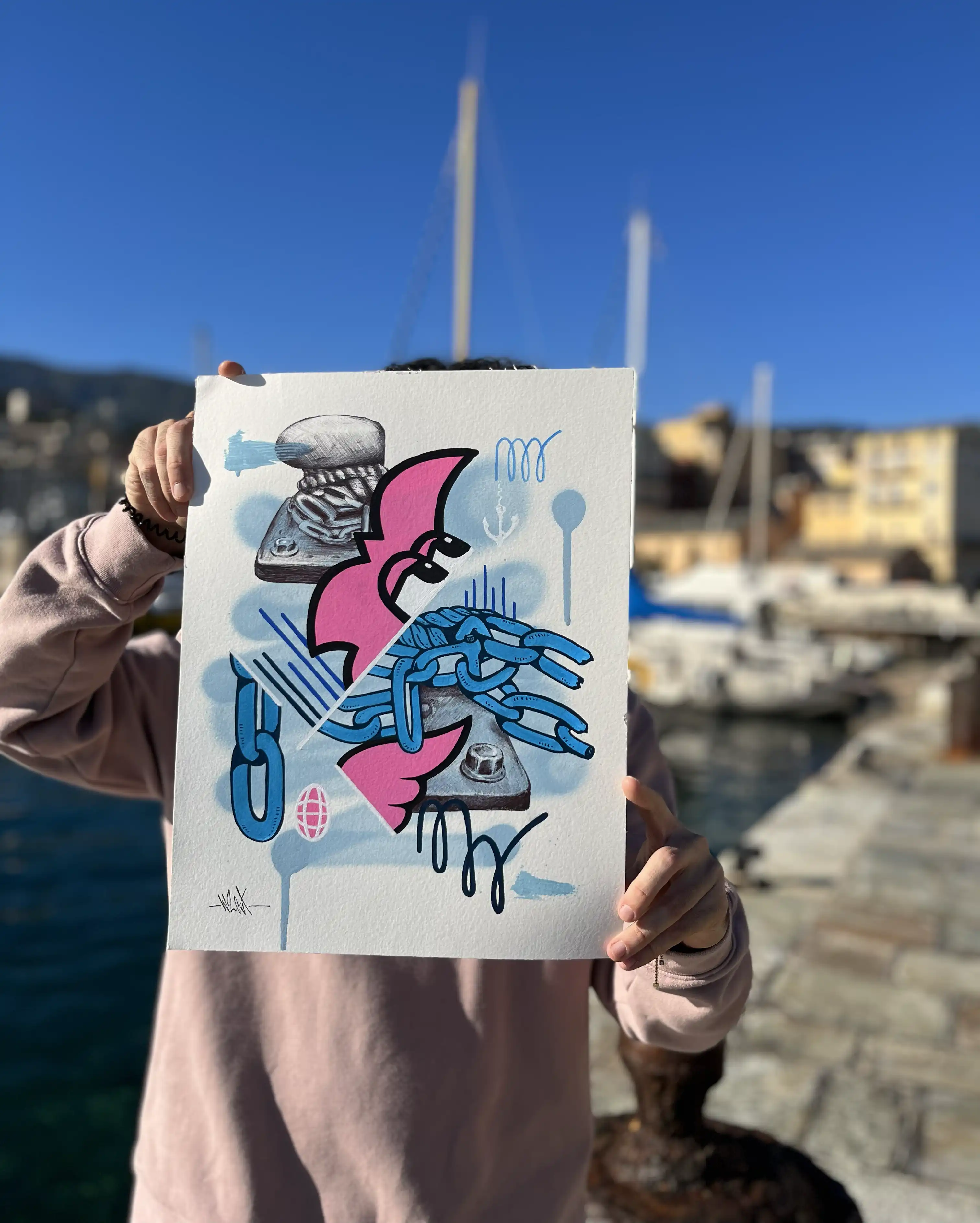 Série Bastia - 2 - Port, illustration papier, 2023