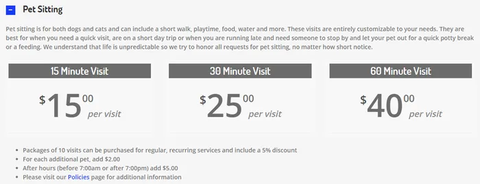 Detailed service list