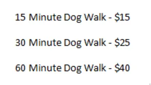Sample list of services