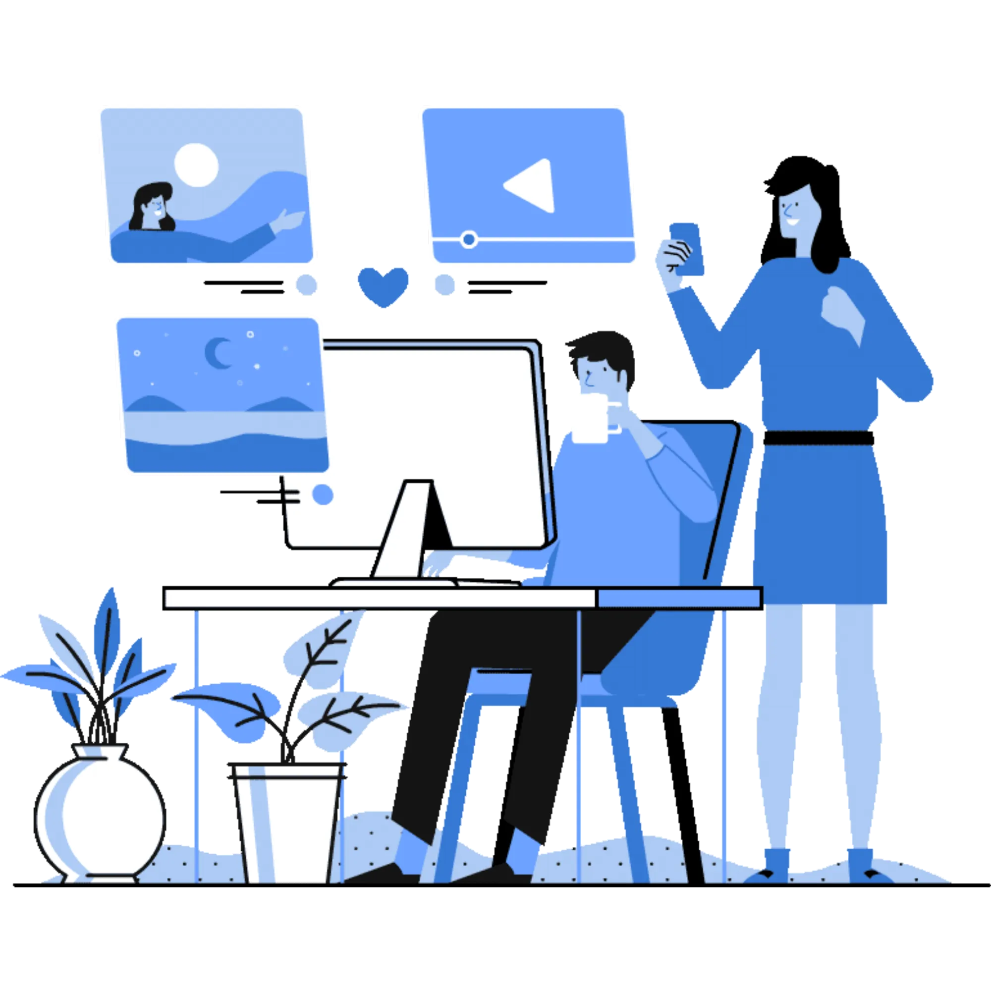 posting-on-social-media-at-desk