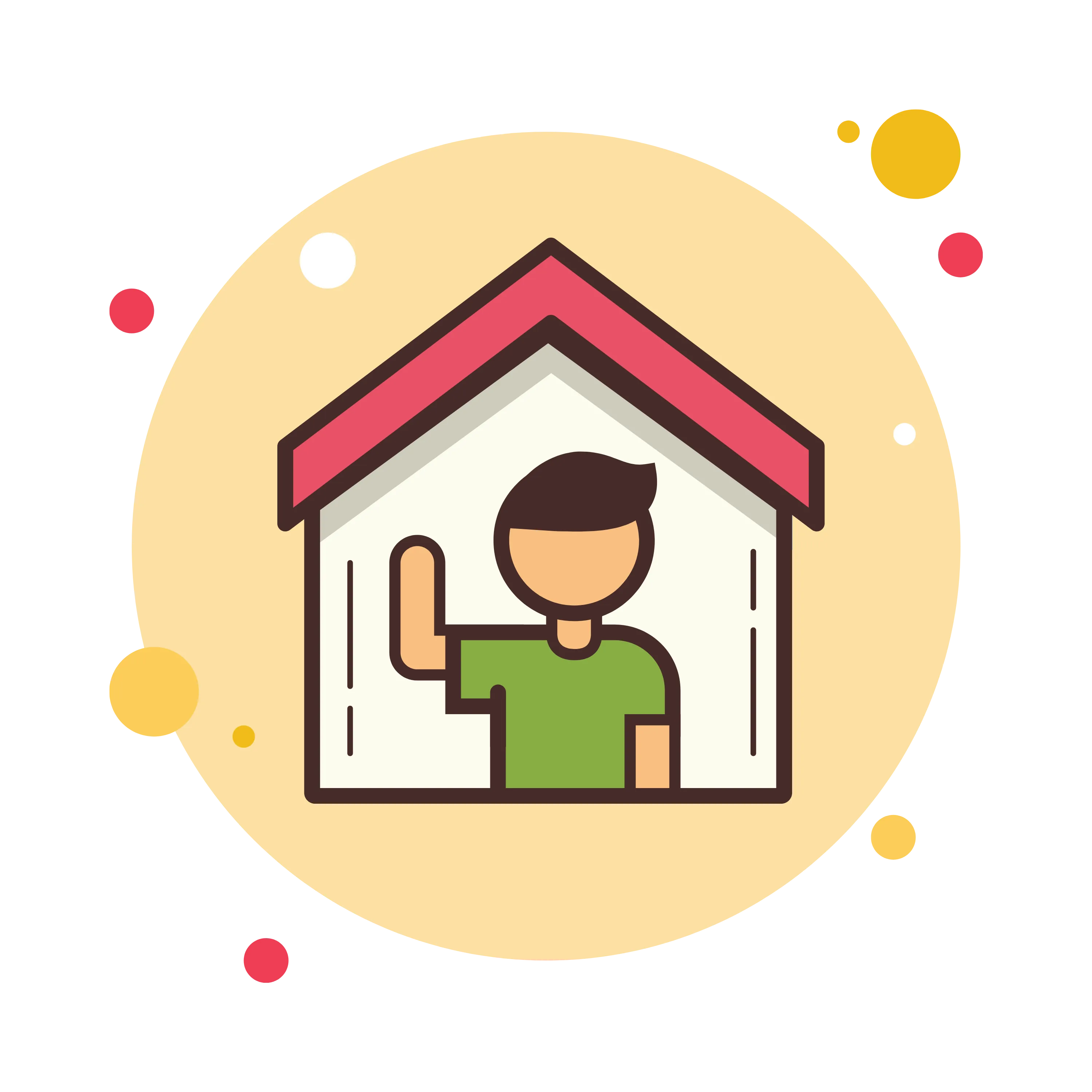 Person and house icon for staff management