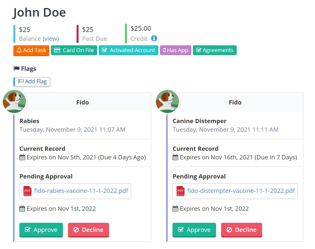 Approve Uploaded Vaccine Records fom Client Profile
