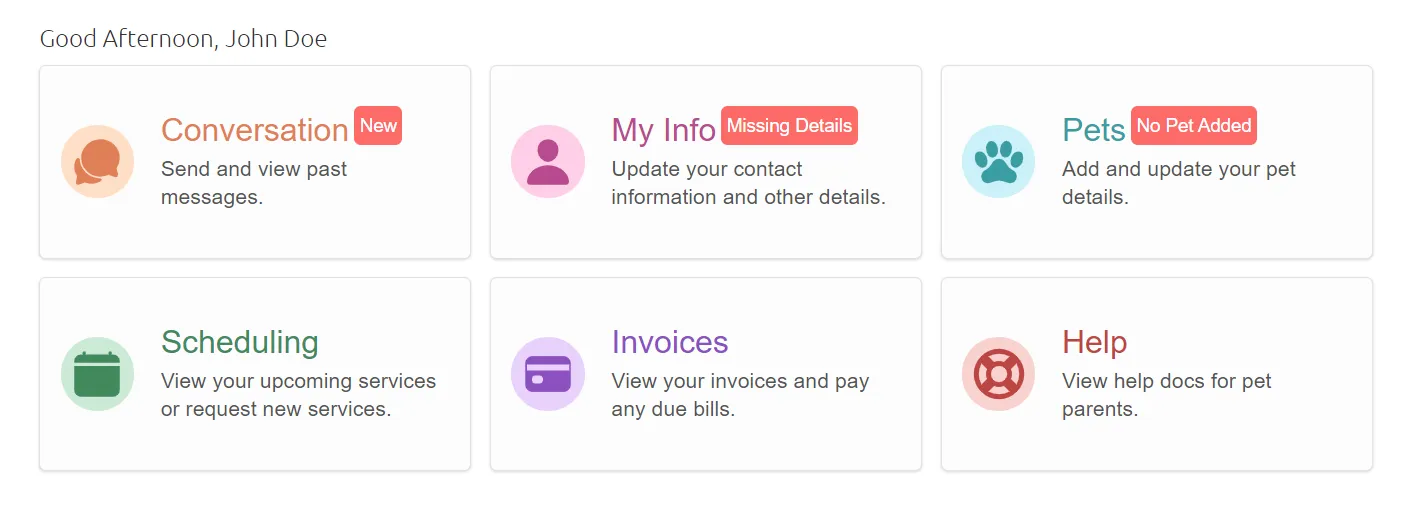 Pet Parent Portal Homepage Updates with Notifications