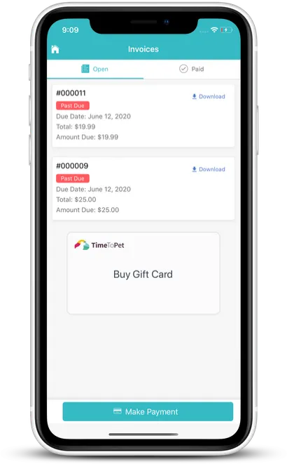 Screenshot of Gift Card tool on Client App