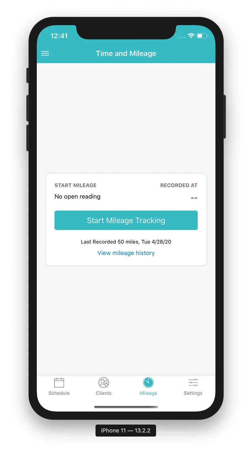 Mileage Tracking Screenshot from Time To Pet App