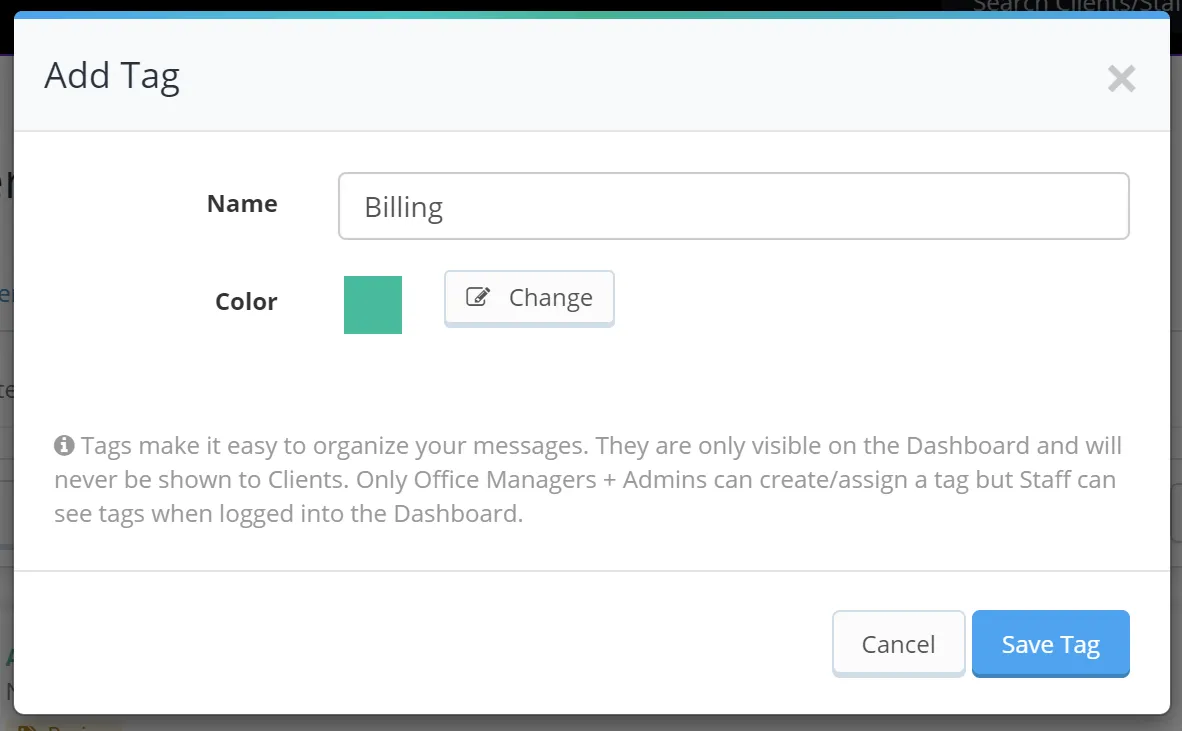 Creating a Tag in the Message Center