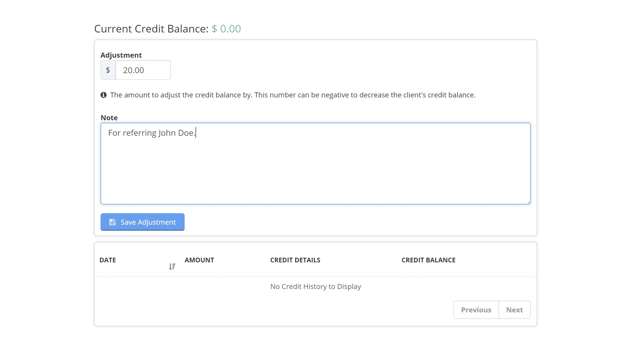 Friday Feature Focus - Adding Credit To A Client's Account