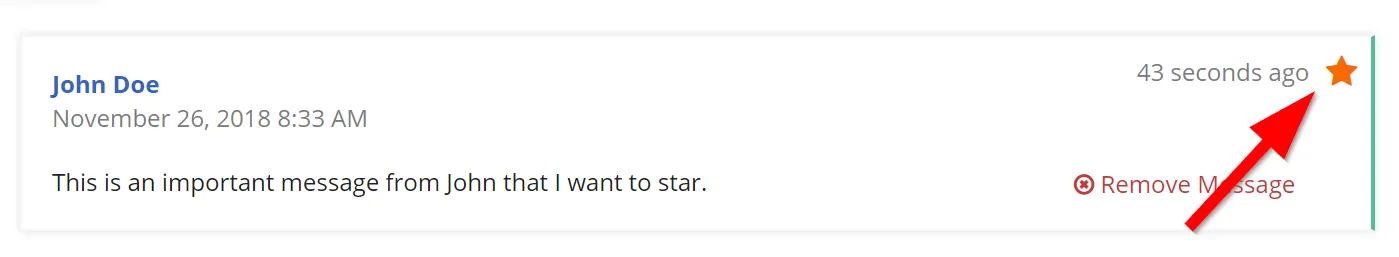 Clicking the Star to Highlight a Message in Client Conversation Feed