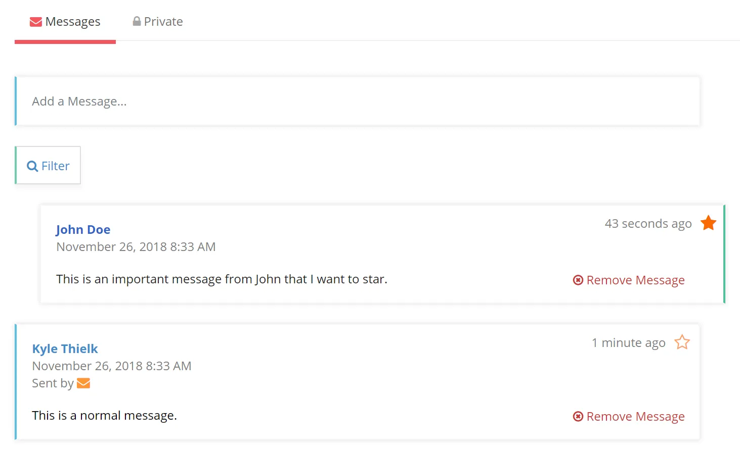 Starred Message View in Client Conversation Feed
