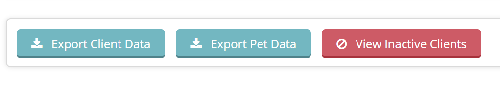 Bottom of the Time To Pet Client List with the button to view inactive clients