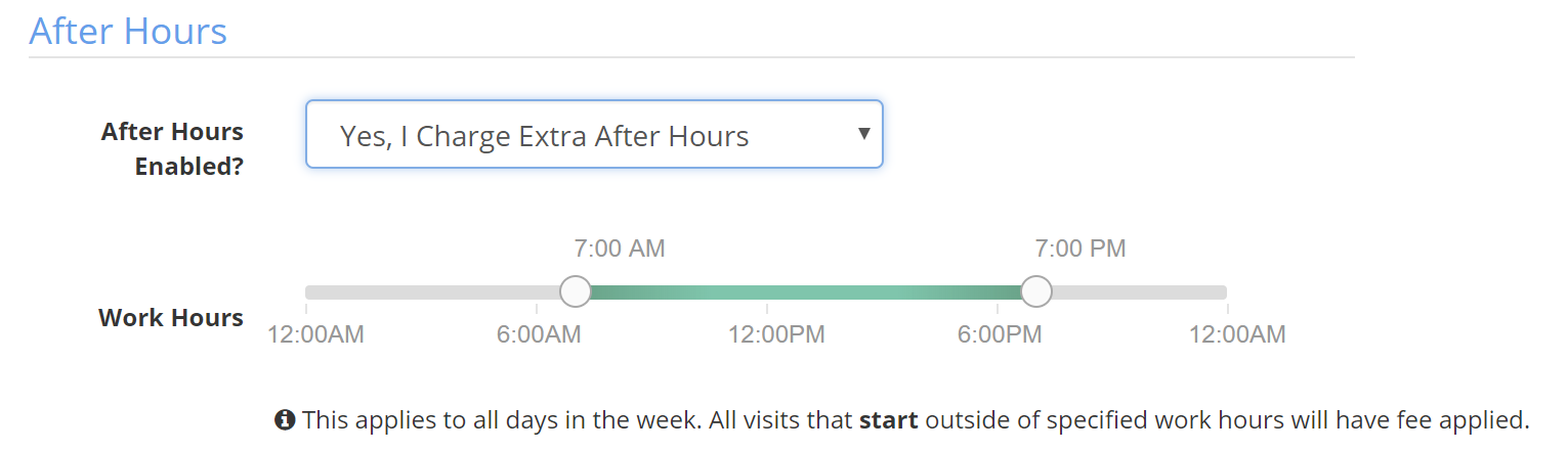 Time To Pet after hours settings for defining normal business hours