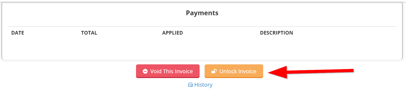 Time To Pet Edit Invoice screen with the button to unlock an invoice