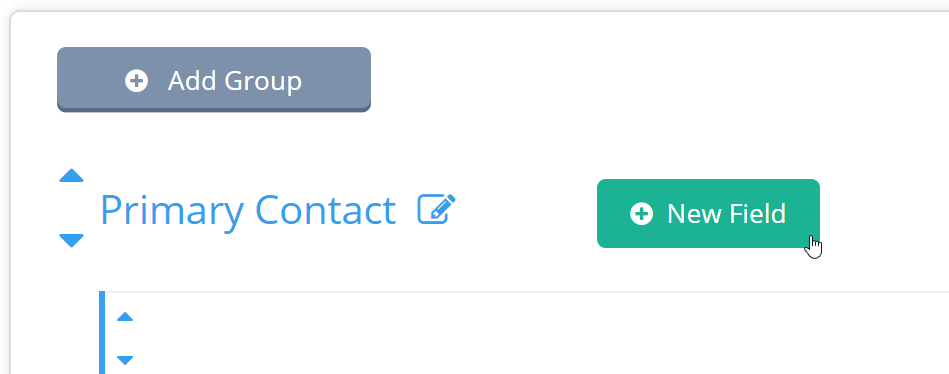 Time To Pet Custom Fields page with the New Field button added to a group