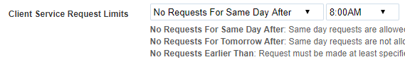 Service request limit blocking same-day requests after a set time